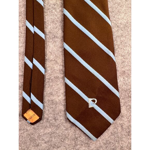 Vintage Pierre Cardin Brown/Blue‎ Stripes Mens Necktie - Picture 3 of 5